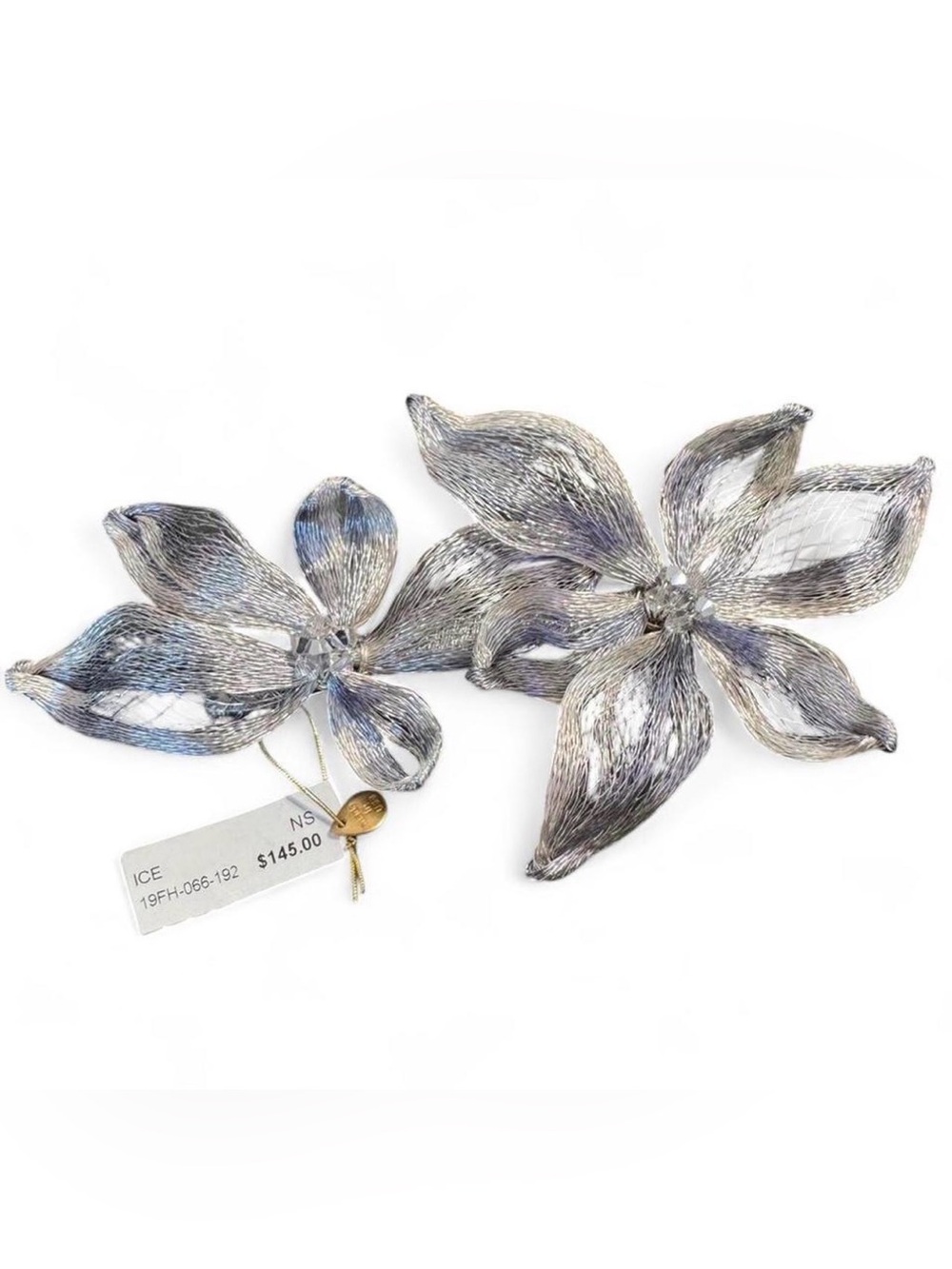 Silver Floral Statement Necklace with Crystal Centers
